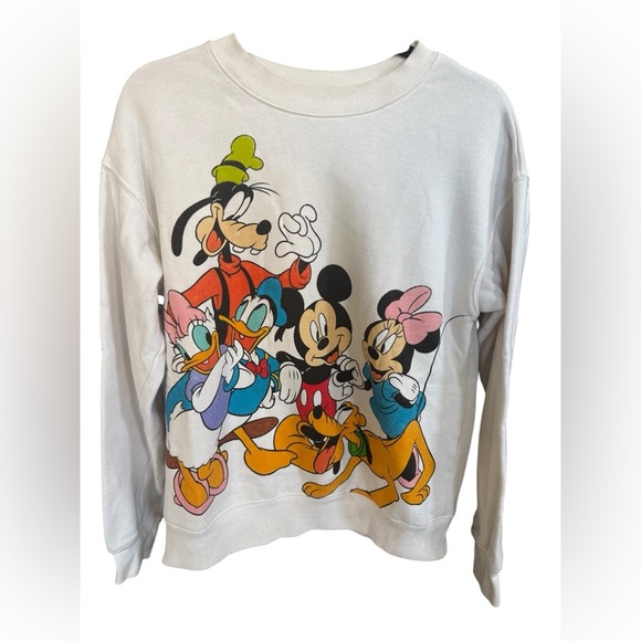 Disney Sweaters - White Disney Character Crewneck Sweatshirt - Mickey & Friends